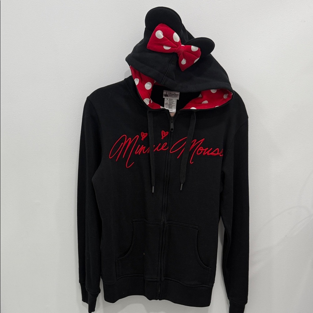 Minnie Mouse Black Hoodie with Red Bow women’s Size L